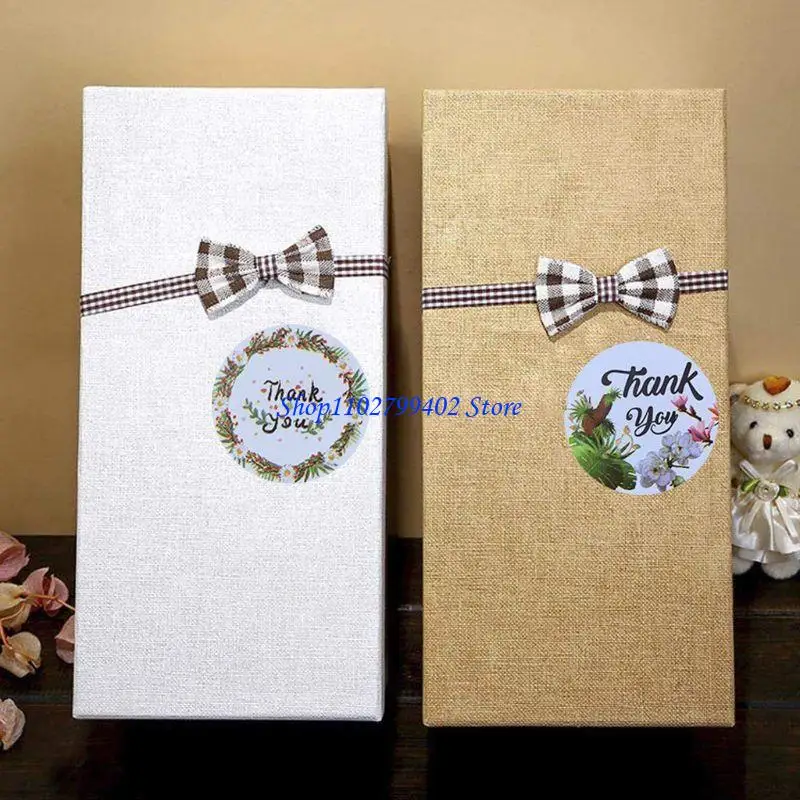 547F 500/2500pcs Wreath Thank You Stickers 1inch for Wedding Handmade Envelope Seal Label