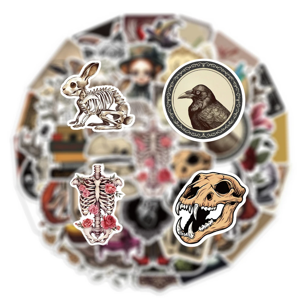 

10/30/50pcs Retro Dark Romance Aesthetic Stickers Vintage Gothic Skull Witch Graffiti Decals DIY Laptop Phone Motorcycle Sticker