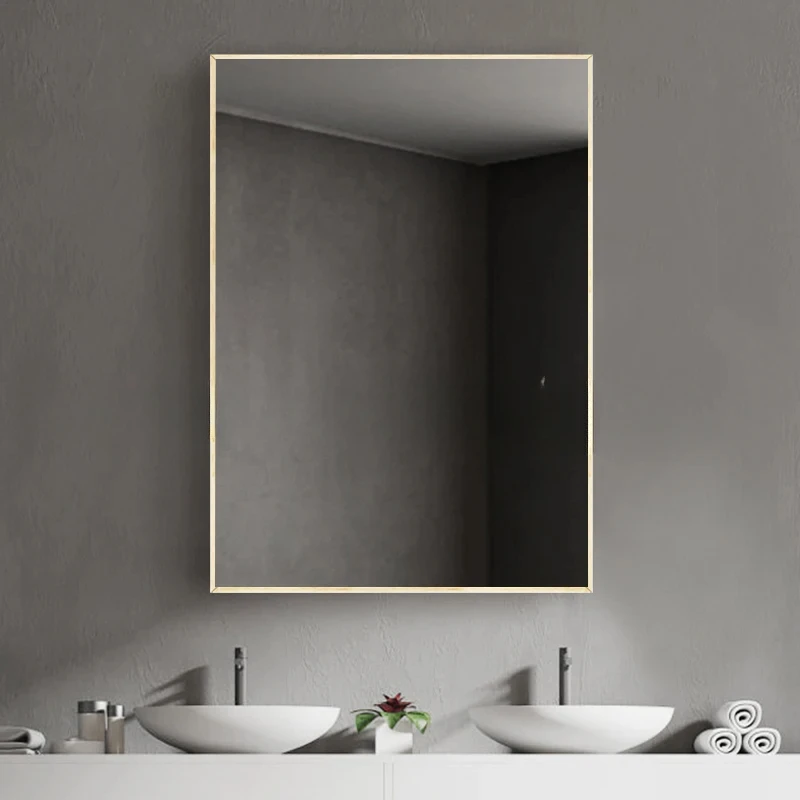 Modern Black Frame Bathroom Mirror Wall Mounted Safety Unbreakable Bathroom Mirror Shaving Custom Espejo Pared Home