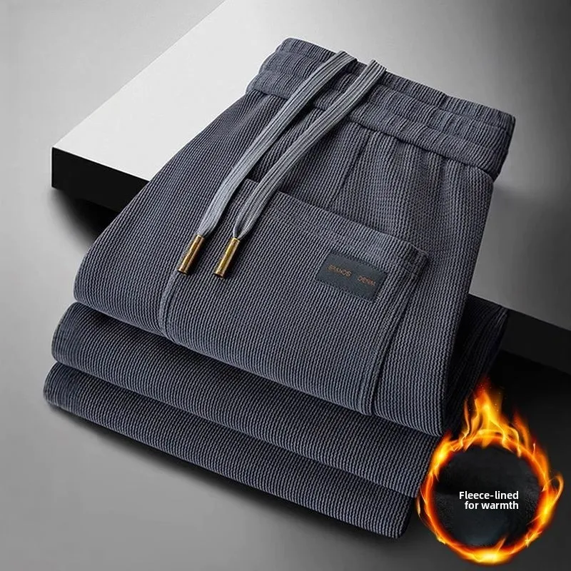 

Мужские повседневные спортивные брюки на флисовой подкладке, свободного кроя, зимние, длинные, модные, городские, прямые брюки