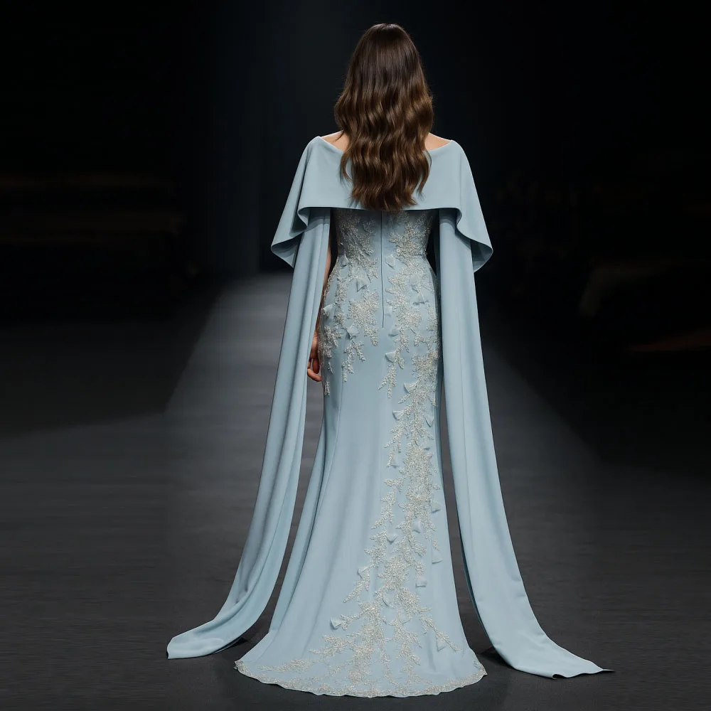 Customized Elegant Evening Dresses with Shawl 2025 Off the Shoulder Sequin Appliques Formal فساتين سهرات