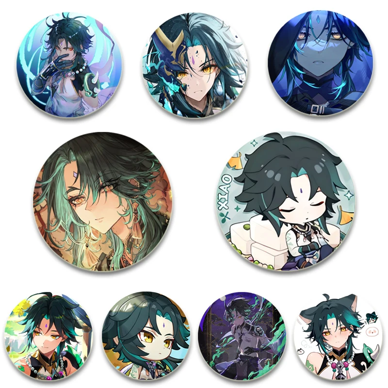 Anime Pin Cartoon Character Geshin Impact-Xiao Badges Cosplay Handmade Tinplate Brooch for Backpack Clothes Chest Ornament Gifts