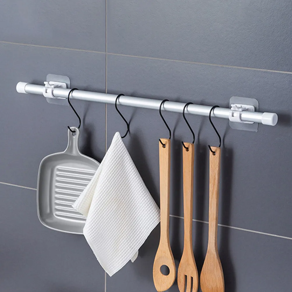 4Pcs Clear Curtain Rod Fixing Clips Self Adhesive Punch-Free Holders Suitable for Glass Ceramic Tiles Bathroom