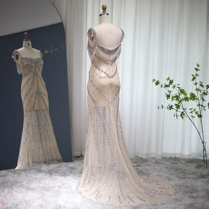 Sharon Nói Kendall Jenner Dài Nude Nàng Tiên Cá Quần Sịp Đùi Thông Hơi Cao Cấp Pha Lê Đầm Đen Nữ Tốt Nghiệp Đảng Bầu SS358