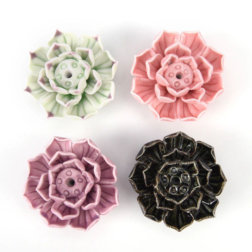 1Pcs Natural 1/3 Holes Ceramic Incense Burner Stick Holder Lotus Catcher Plate For Sticks Cones Taper Incense