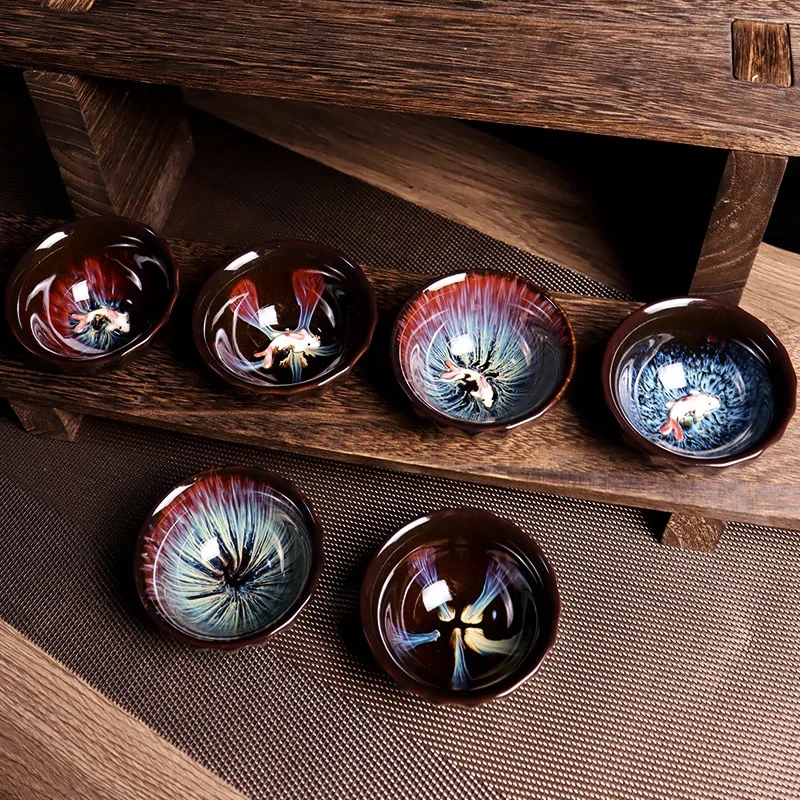 Masterpiece Handmade Jian Zhan Tea Bowl Large Capacity Crystalline Glaze Gongfu Teaware Collector Ceramic for Tea Ceremony