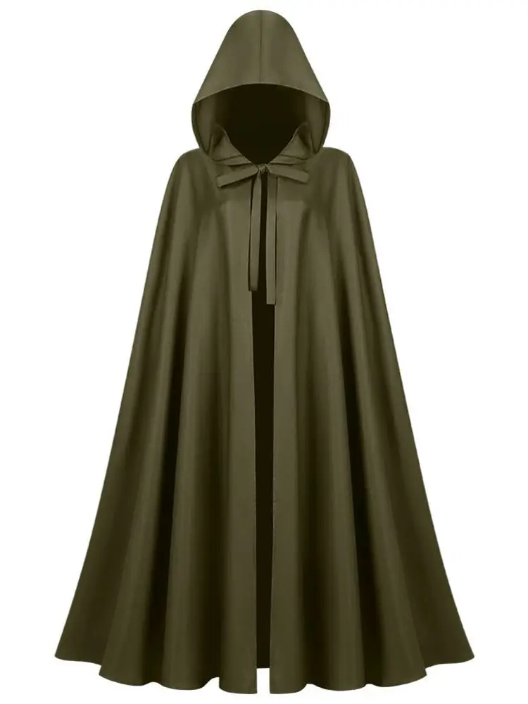 Medieval Sle Hooded Robe loween Wizard Monk Cloak Women's Ethnic Costume Stage Performance Traditional Chinese Winter Fa...