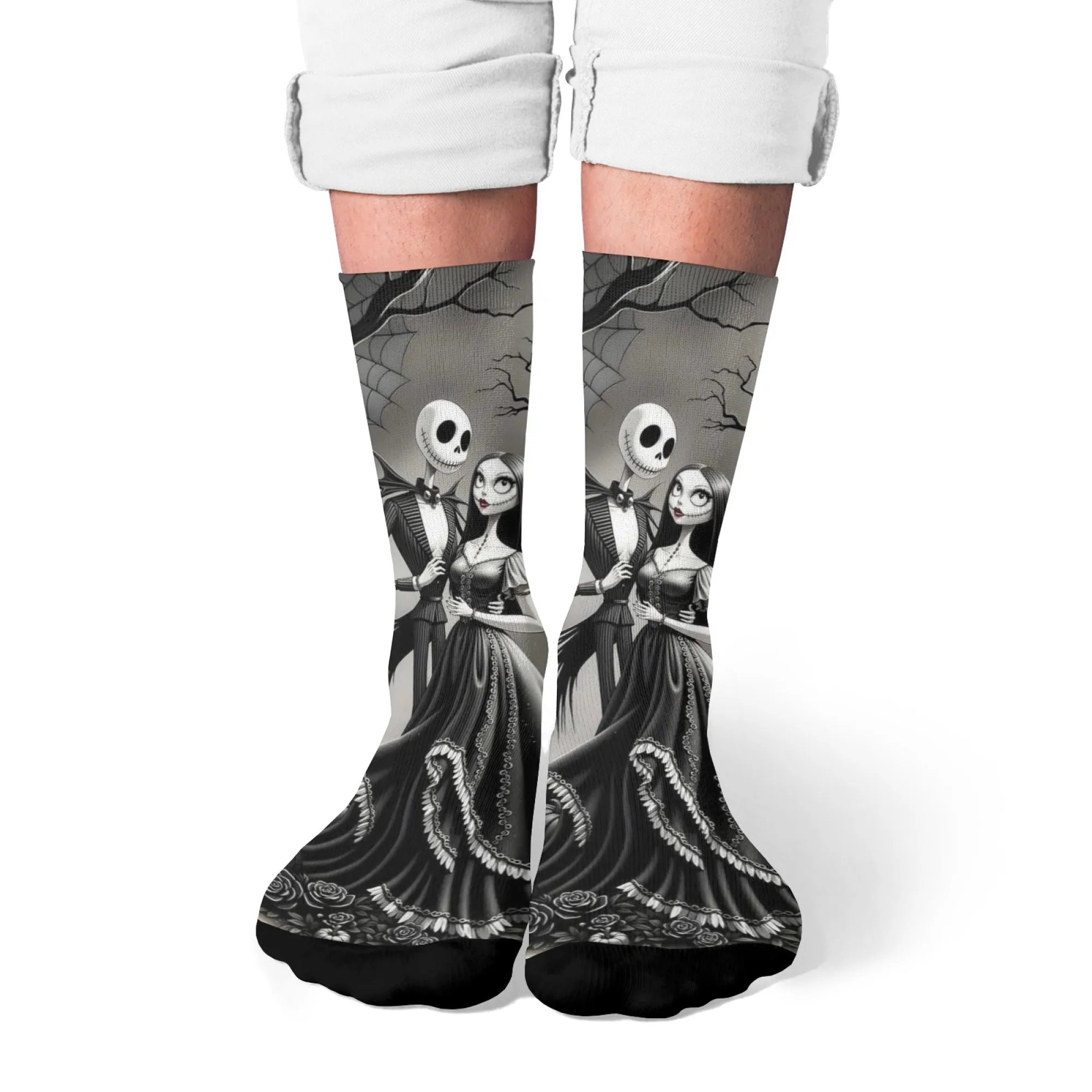 

Повседневные носки на тему Джека и Салли, удобные, дышащие, нескользящие носки, новинка, мужские носки в стиле Харадзюку в стиле ретро Хэллоуина