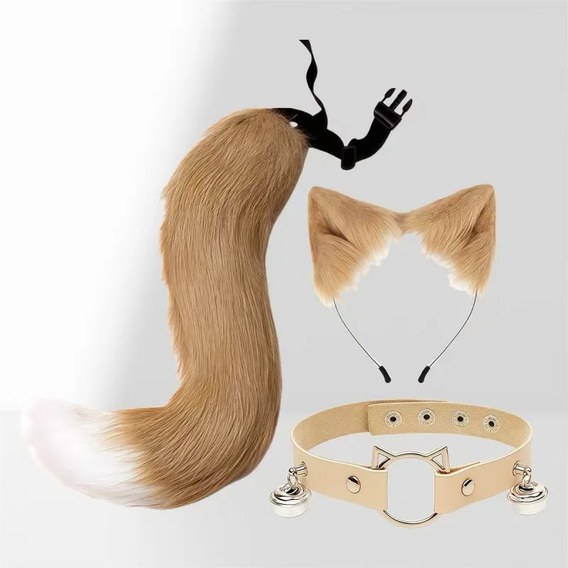 Handmade Halloween Cat Ear Tail Set Cosplay Props Exhibition Game Theme Adult Accessory Cat Tail Headband Set image 4