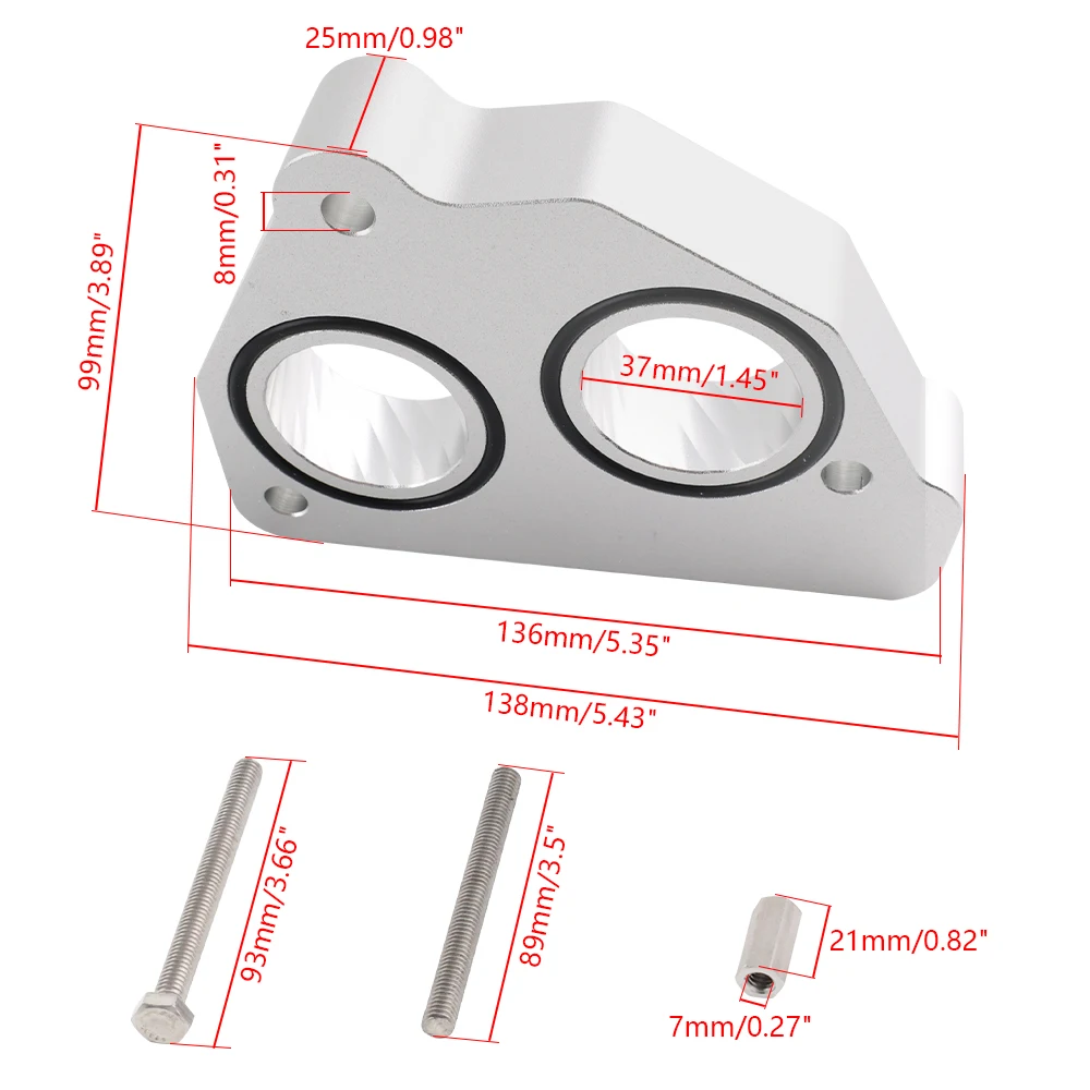 

Aluminum Throttle Body Spacer for 1988-1995 Chevy C1500 C2500 K1500 GMC Subaru, Silver/Black