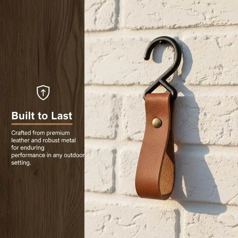 1/5pcs Portable Outdoor S-Shaped Leather Hooks for Camping Easy Hanging