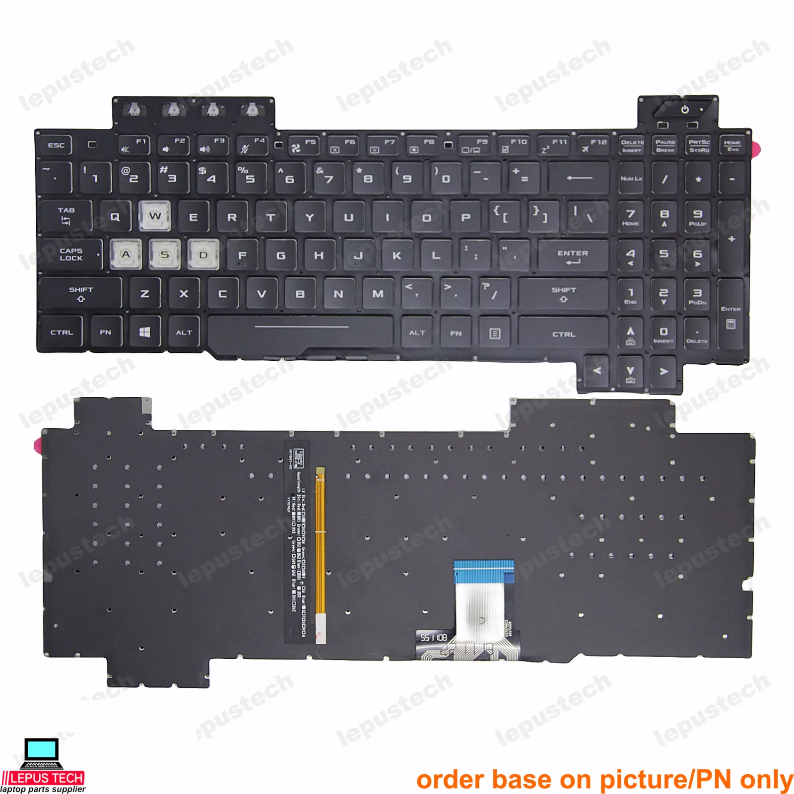 New keyboard for ASUS FX80 FZ80 ZX80 GL703G FX86 FX80S FX504 FX505 FX95 FX705 black RGB backlit US keyboard Lepustech.com