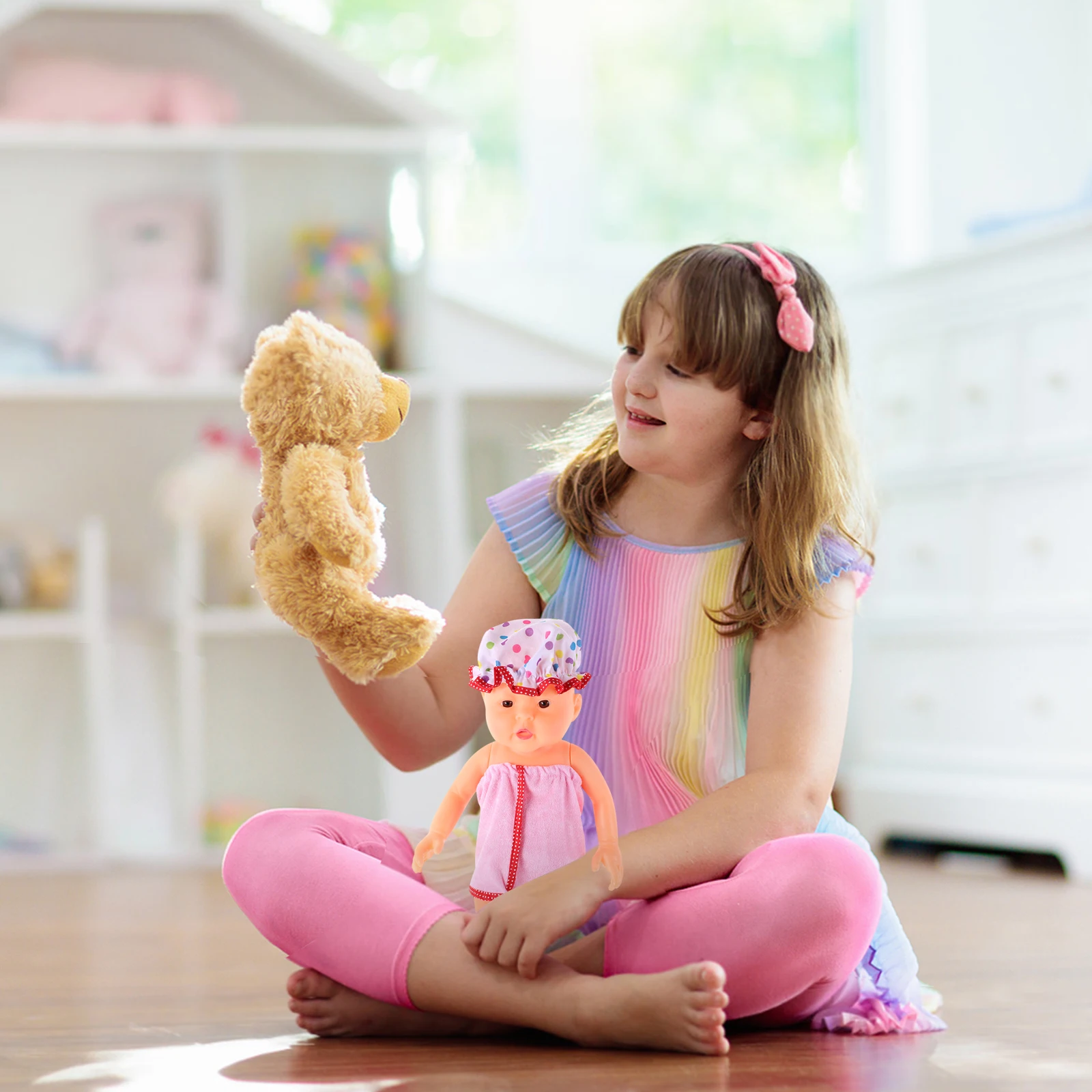 2-częściowy letni zestaw ubranek dla lalek 18-calowych, szlafrok z kapeluszem, miękka odzież do spania, ubrania do zabawy na dzień spa, piżamy dla pluszaków.