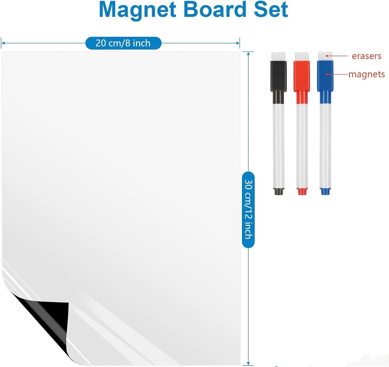 3 Pack 8" X 12" Dry Erase Whiteboard Paper with Peel And Stick Feature Small Conference Room Office Whiteboards with Marker Incl