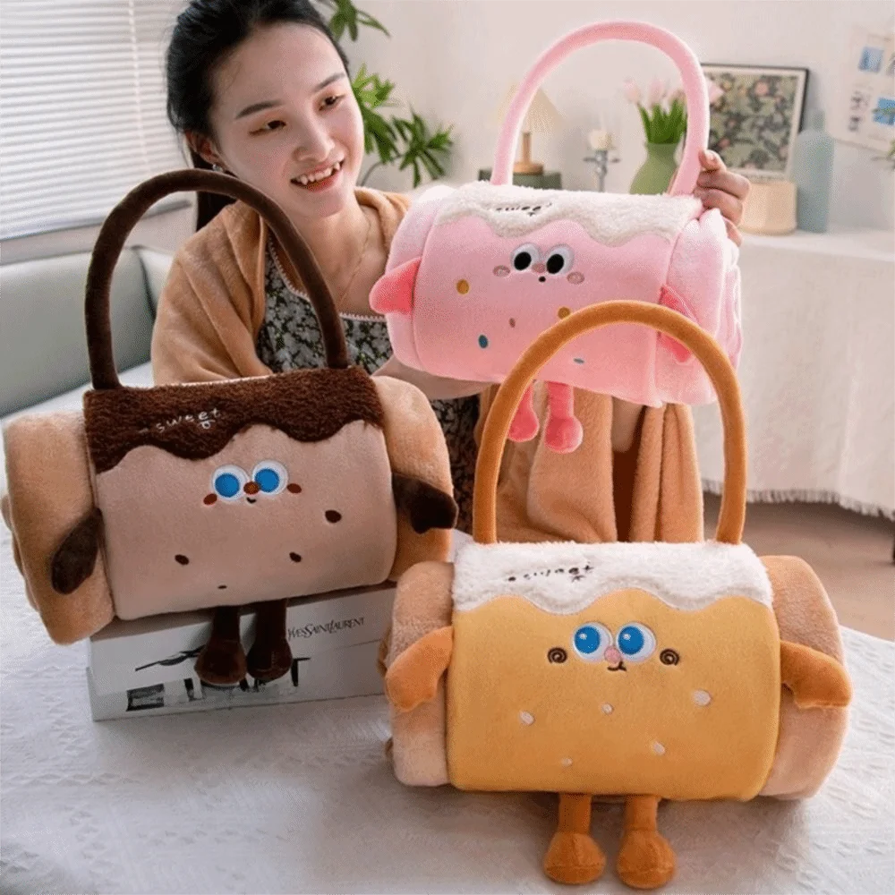 

Cute 2 in 1 Foldable Roll Blanket Warm Cartoon Nap blanket Handheld Cushions Blanket Lunch Break