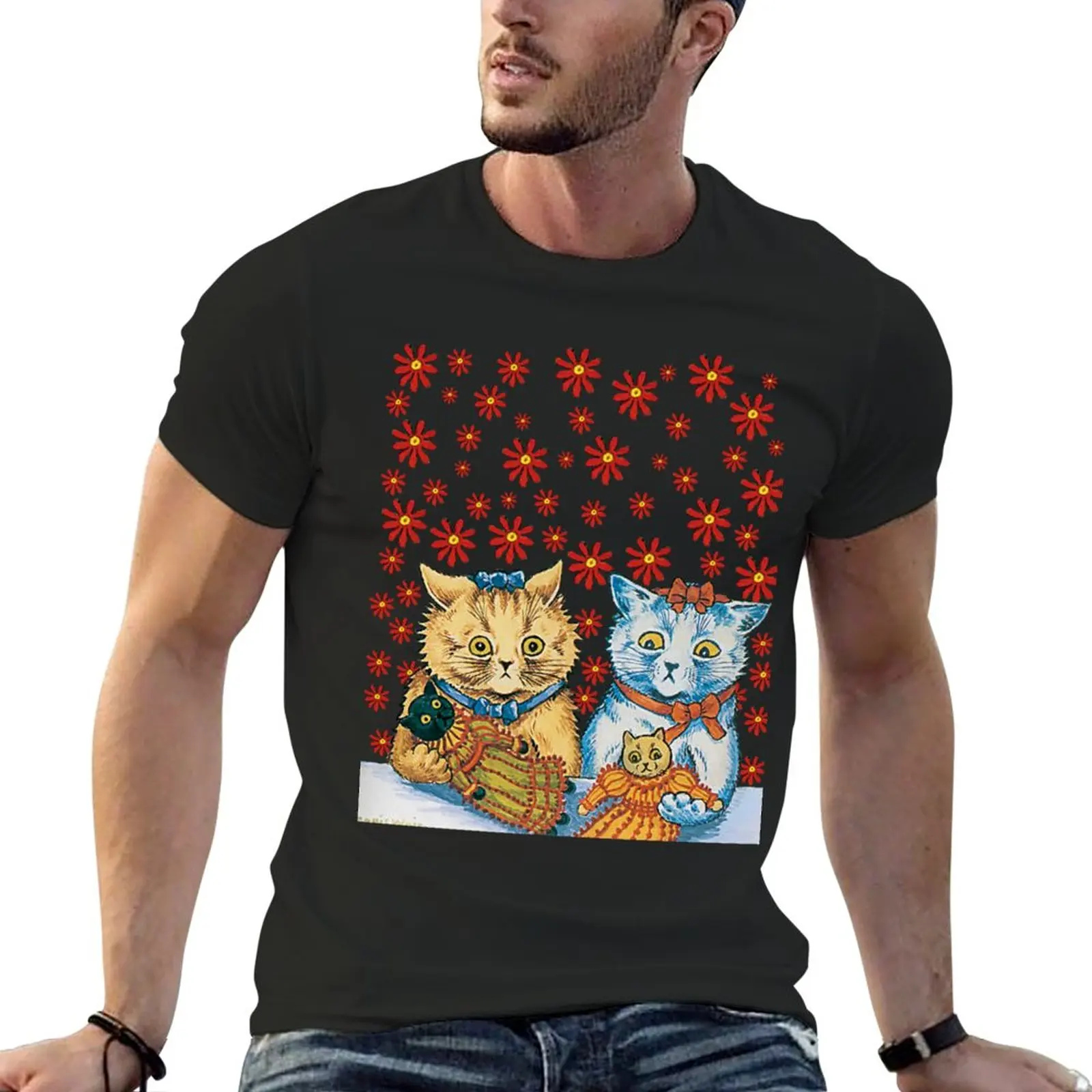 

Louis Wain - Cats with dolls T-Shirt Tee shirt korean fashion heavy weight t shirts for men