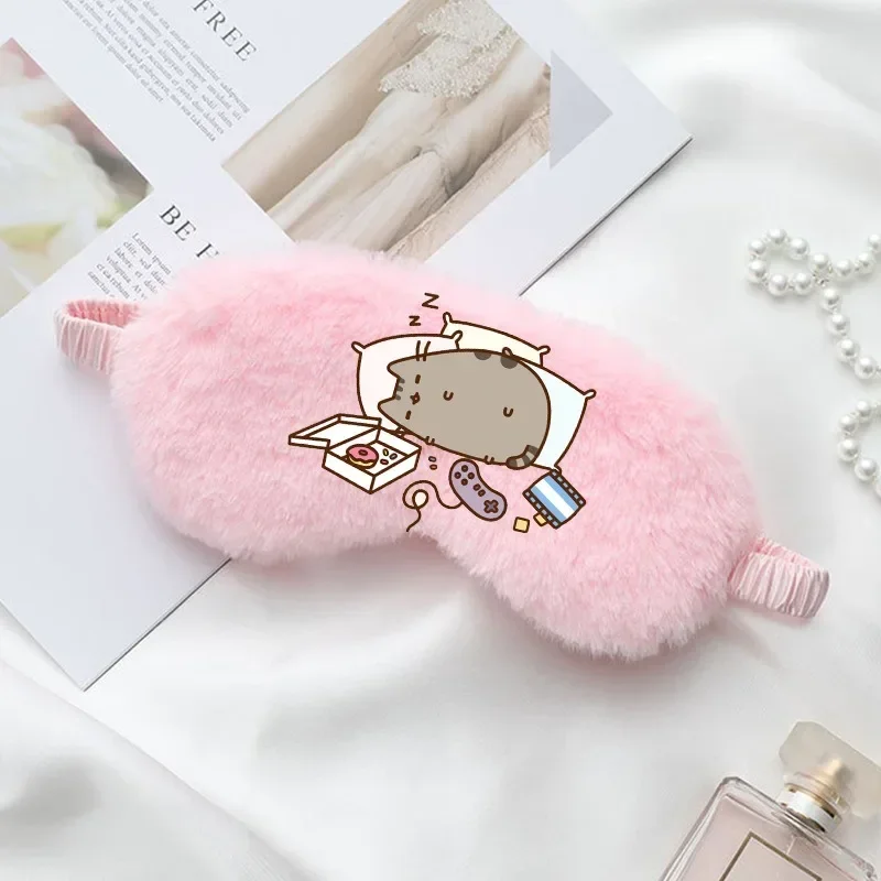 New Pusheen Leeping Mask Cute Blackout Sleeping Eye Mask Eye Shade Cartoon Fat Cat Cold Eye Mask Plush Soft and Comfortable Gift