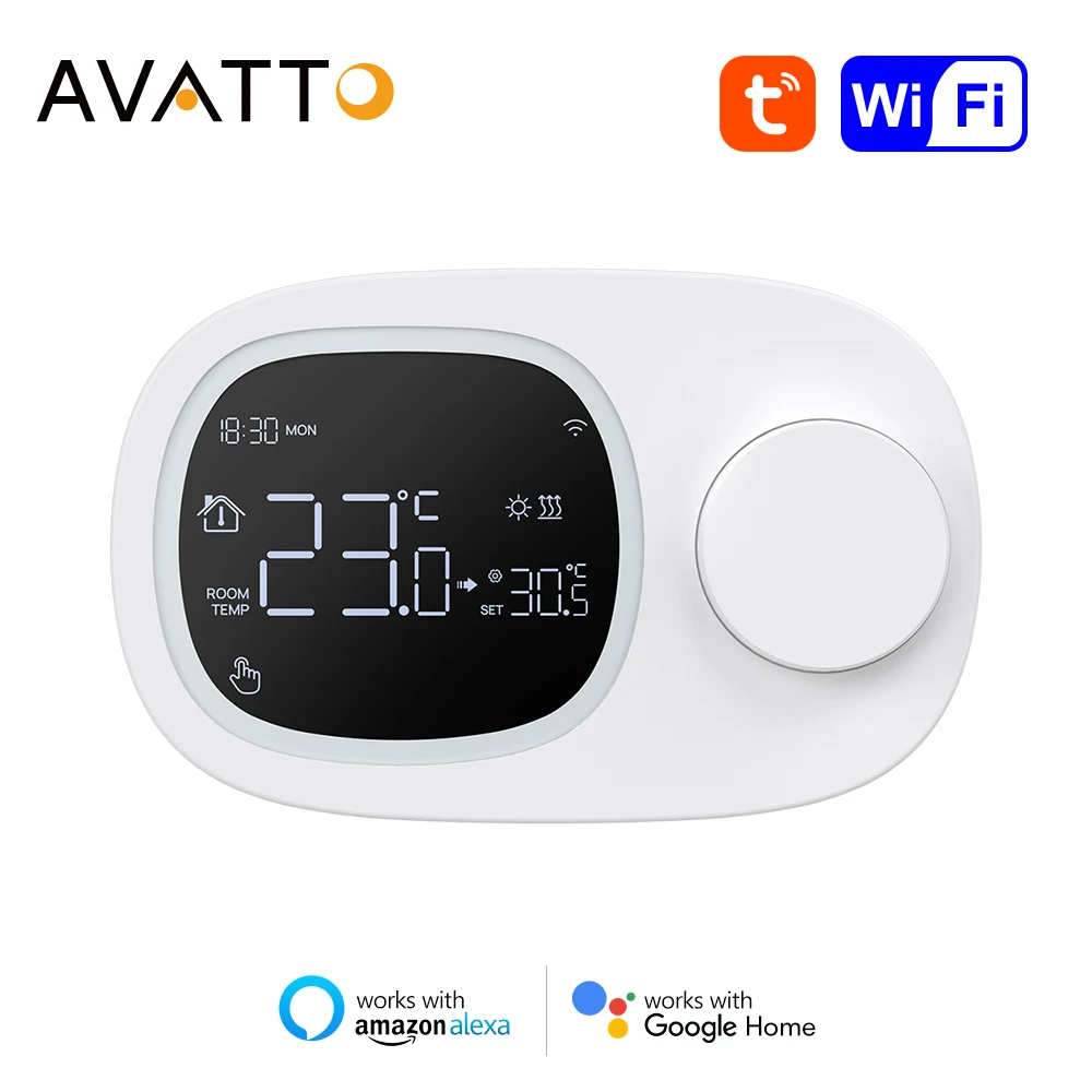 AVATTO Tuya WiFi-Gaskessel-Thermostat, batteriebetriebener Temperaturregler für Heizung und Kühlung, funktioniert mit Alexa Google Home