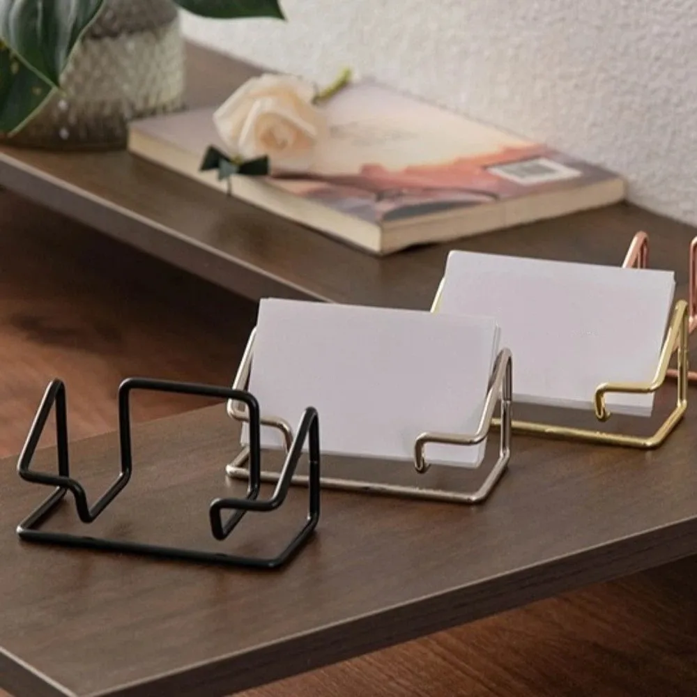 Metal Business Card Holder Minimalist Rustproof Name Card Stand Space-saving Multifunctional Card Display Stand Front Desk