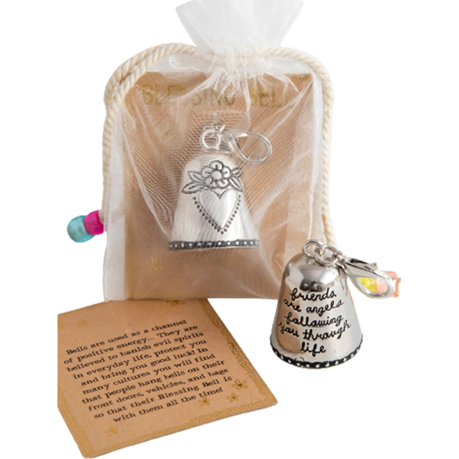 أجراس ريفية عتيقة مزخرفة ، نعمة الملائكة بجانبك ، جرس فضي صغير مزخرف للأبواب والمركبات والحقائب أو المفاتيح #5