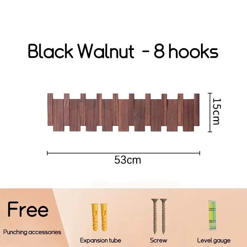 Wandmontage Zwarte Walnoot Kapstok Massief Houten Kledinghaak Dropshipping Ingangsdeur Hanger Kapstok Home Decor Ds Meubels