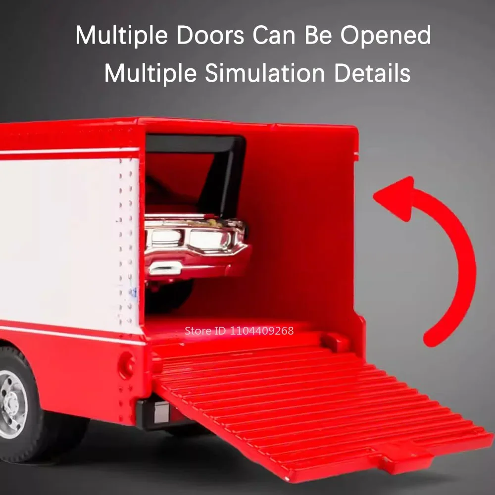 1:64 Scale Container Alloy Trailer Model Toy Car Diecast Metal Movable Joint Pull Back Engineering Vehicles Models Gifts for Boy