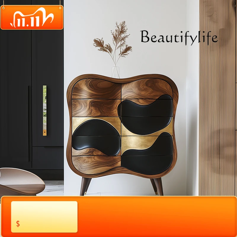 

1 Premium Solid Wood Bedroom Jewelry Cabinet Italian Minimalist Living Room Porch Cabinet Wall Drawer Locker