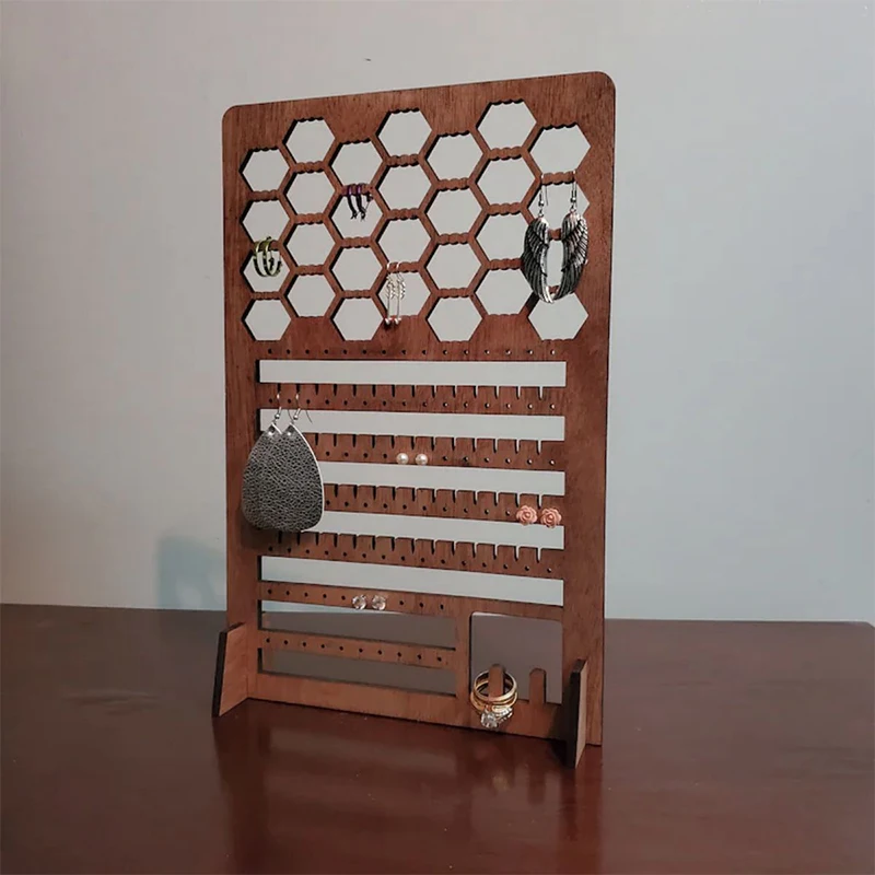 

Wooden Versatile Countertop Rack Jewelry Display Stand Earring Display Rack Stand For Jewelry And Other Small Accessories