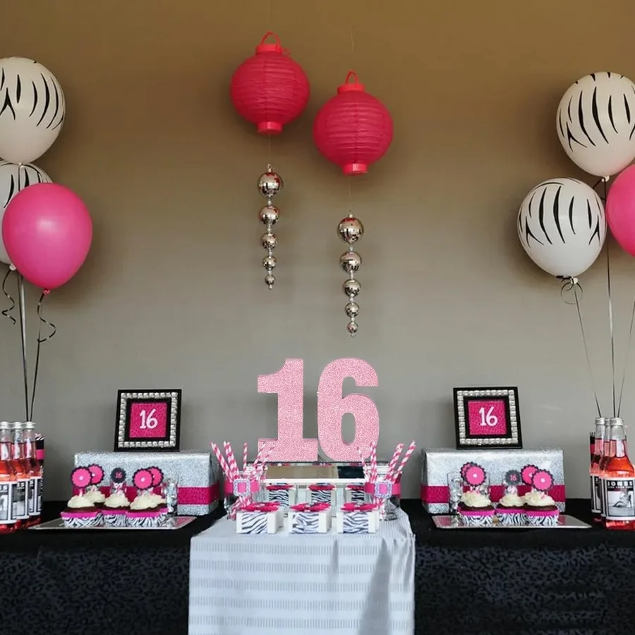 7.8 بوصة بريق وردي رقم 1 قطعة مركزية للطاولة الخشبية زينة حفلات أعياد الميلاد الوردية رقم 1 للتخرج في عيد الميلاد والعام الجديد