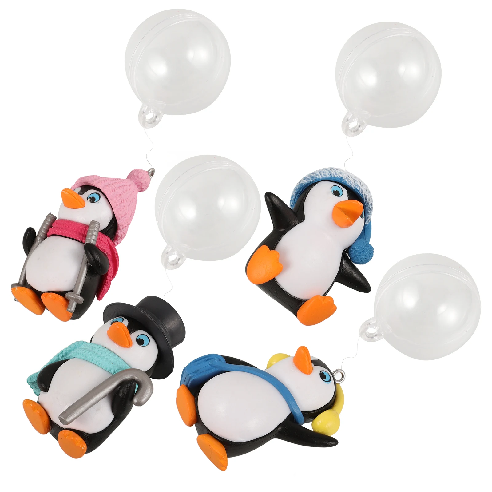 

4pcs Ski Penguin Ornaments PVC Figurine Fish Tank Aquarium Decor Household Christmas Baby Shower Stylish Pet Supply