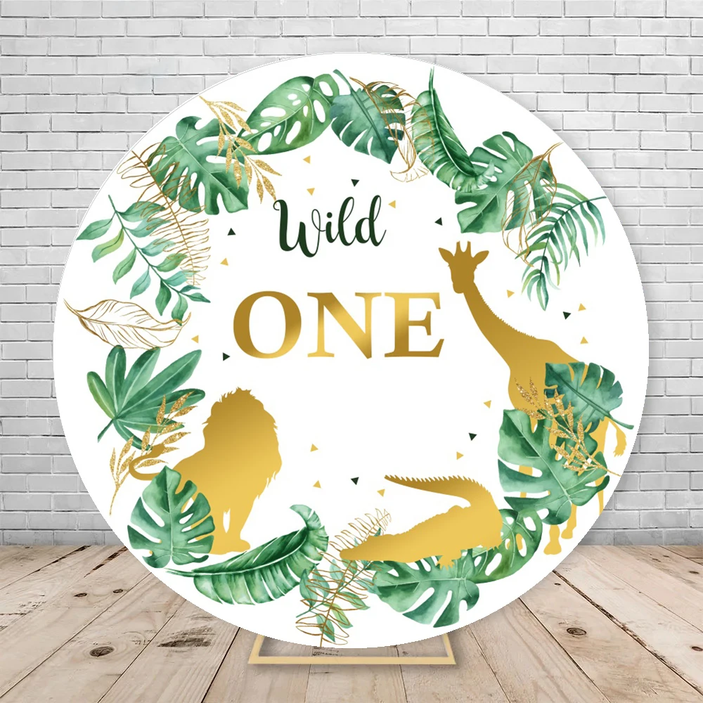 Wild One Round Backdrop Cover Safari Jungle Animals Baby Shower 1st Birthday Party Circle Photography Background Decor Props