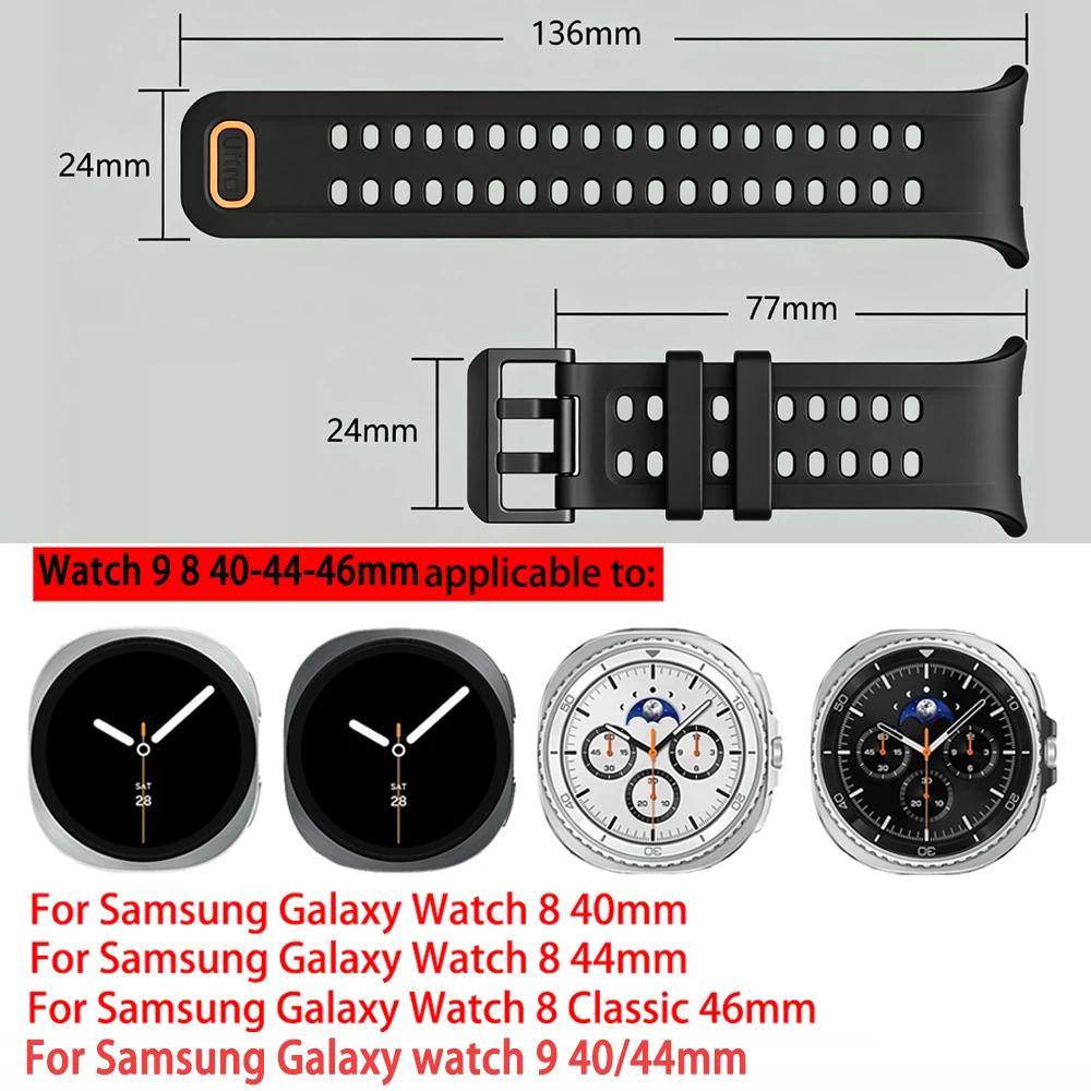 Official Replacement Band For Samsung Galaxy Watch Ultra 2026 2025/Watch Ultra 47mm Ocean Strap Soft Rubber Bracelet Accessories
