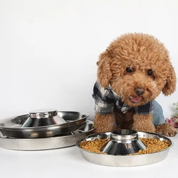 Pet stainless steel dog bowl thickened puppy feeding plate weaning silver stainless steel feeder water basin pet feeder pet supp