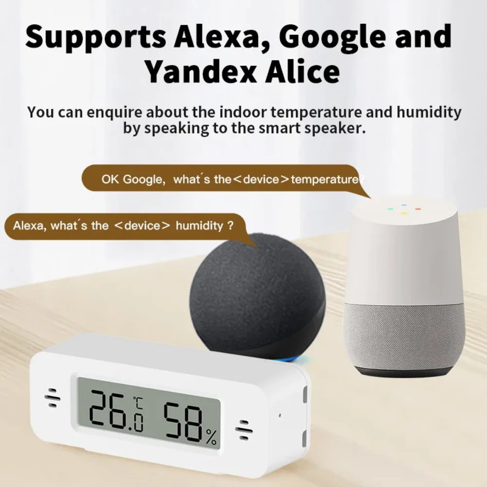 Tuya WiFi Mini Temperature Humidity For Smart Home Thermometer Hygrometer APP Remote Alarm Work with Google Home Yandex Alexa