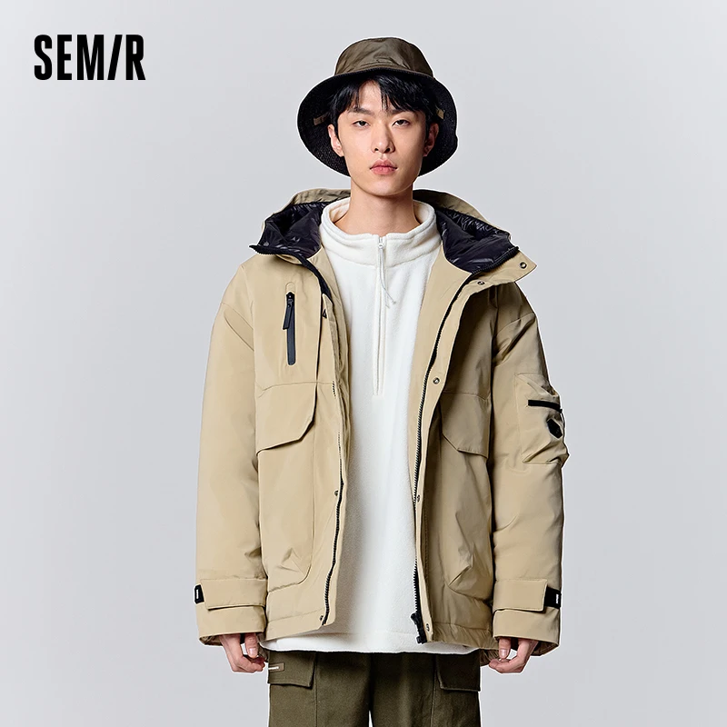 Semir Down Jacket 2023 Winter New Fashion Workwear Outdoor Goose Down Warm Loose Hooded Thick Jacket