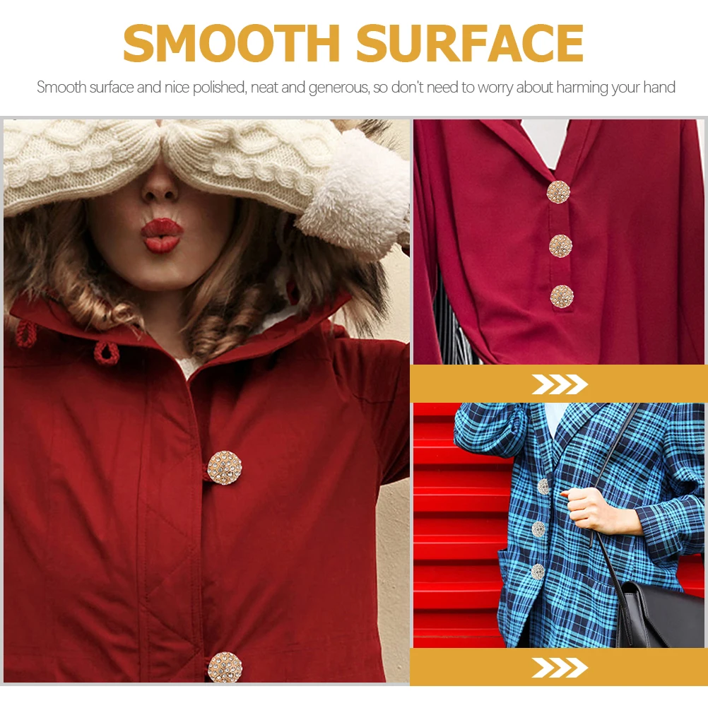 

4pcs Rhinestone Buttons Water Drill Coat Buttons For Sewing Sweater Decorative Clothing Button Accessories Craft Diy