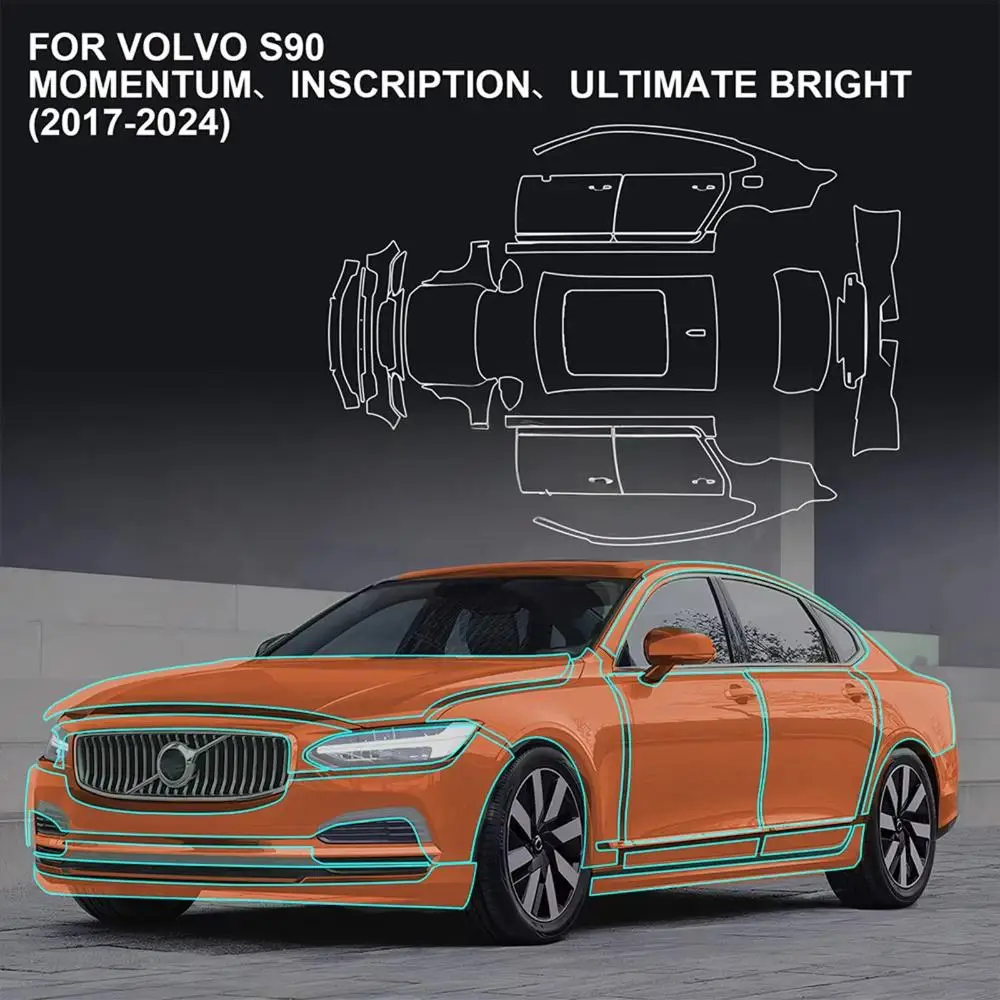 

For Volvo S90 2017-2024 TPU Paint Protection Film Self-Healing Clear Bra Pre-cut PPF Kit Car Body Anti-Scratch Resistant