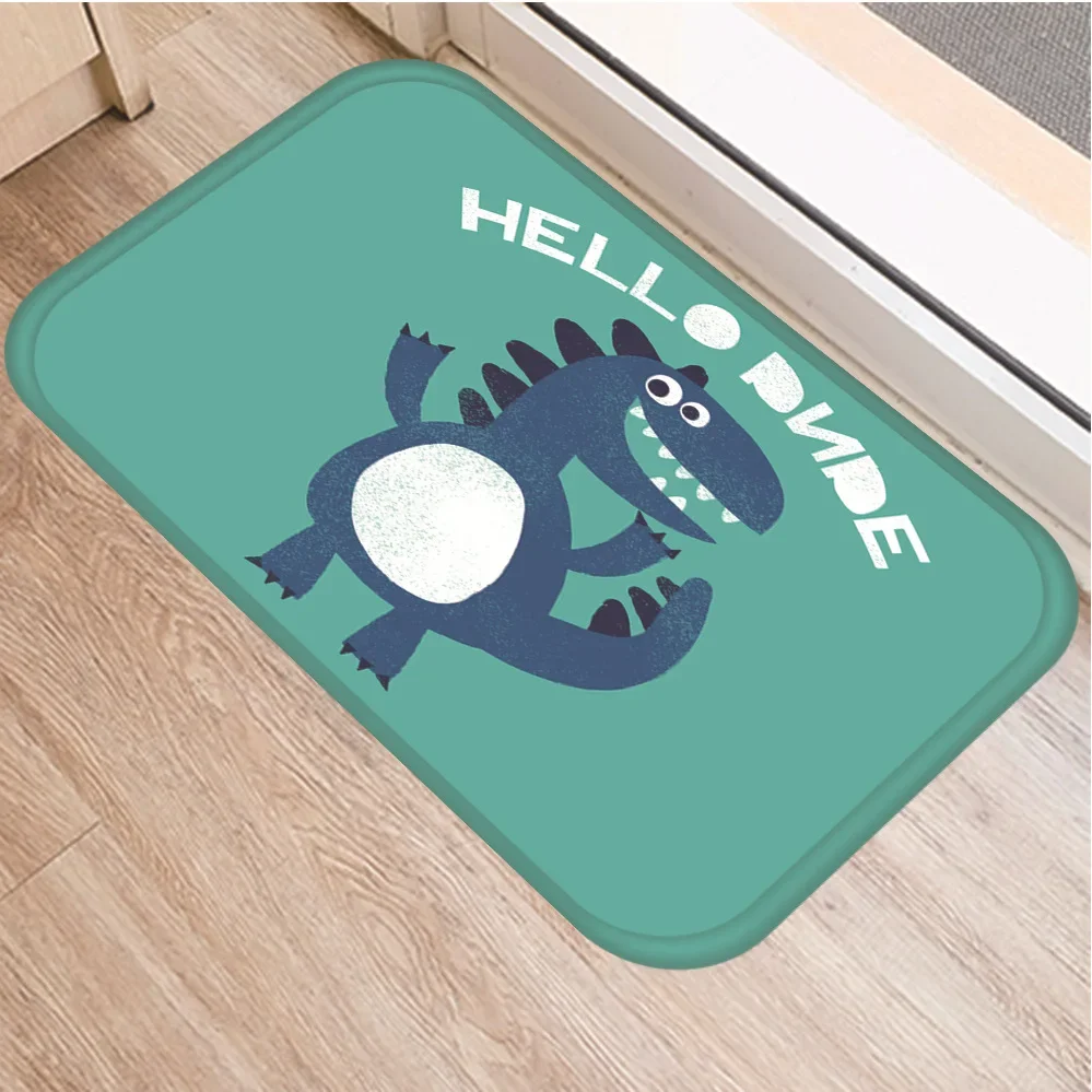 Cute Cartoon Dinosaur Print Floor Mat Animals Carpet Soft Flannel Doormat Rugs for Bedroom Living Room Door Floor Hallway Mats