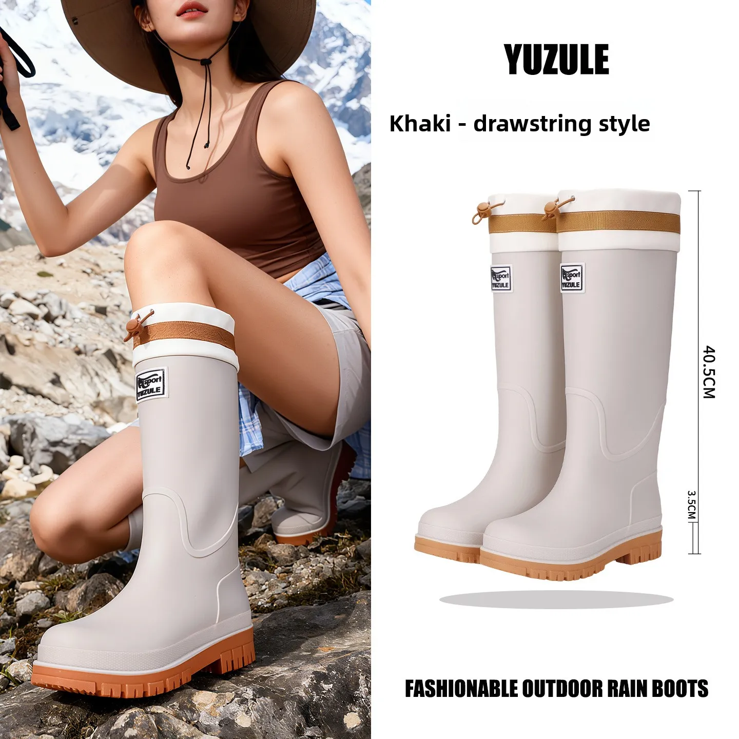 Regenschuhe Regenstiefel Camping Wasserdichte Mittelhohe und Hohe Gummistiefel Wasserschuhe Damen Outdoor-Schuhe Rutschfeste Wasserstiefel