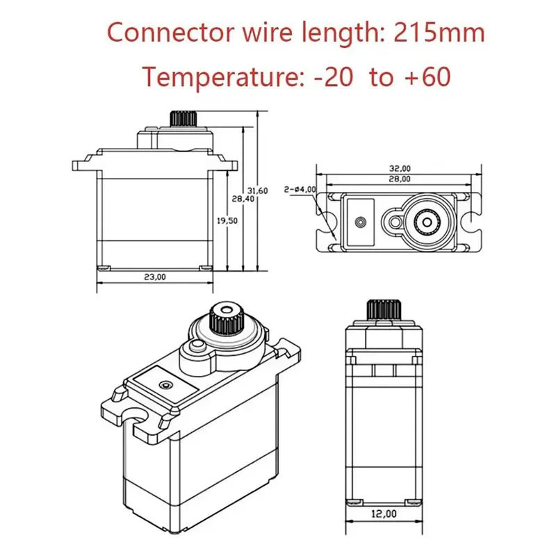 A63T-For RC Airplane For RC Model Robot 2Pcs DS939MG Digital Servo Motor Metal Gear 2.5Kg/0.14Sec/12.5G