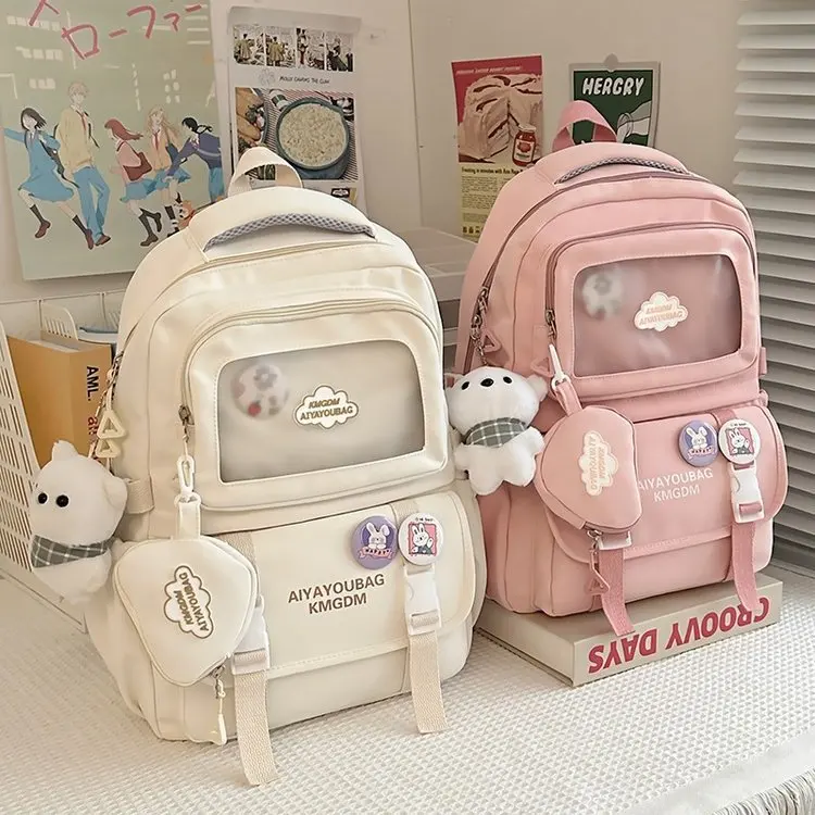 

Женский однотонный рюкзак для ноутбука 2024, милые школьные ранцы Kawaii для девочек-подростков, японский дорожный рюкзак для кемпинга