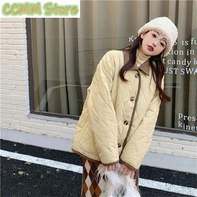 Korean Fashion Casual Women's Parkas Tops High End Casual Lady Outwear Autumn Winter Ladies Down Cotton Jacket