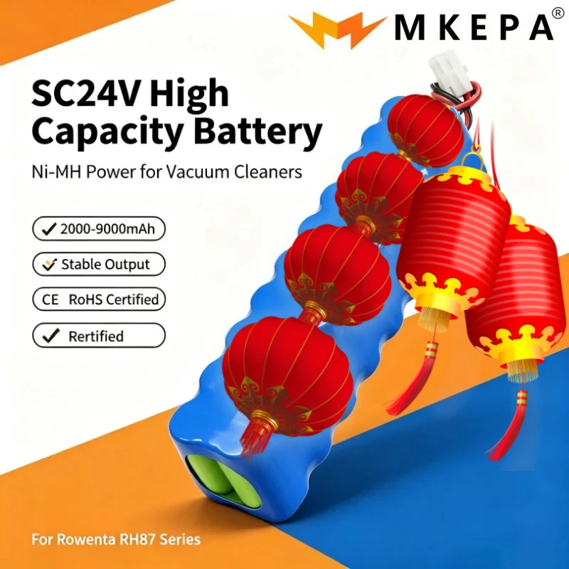 24V 2000‑9000mAh Rechargeable Lithium‑ion Battery Replacement Compatible With RH8771WS RH8770 RH8779 RH877901 rh87501