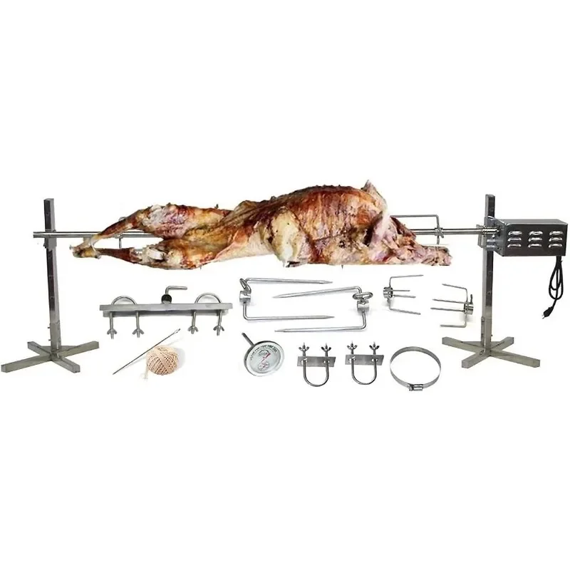 CXB85 Pig, Whole Hog, Lamb BBQ Spit Roaster Rotisserie Kit. Electric 40W Motor, 60 Inch Spit Rod, All Stainless Trussing Hardwar