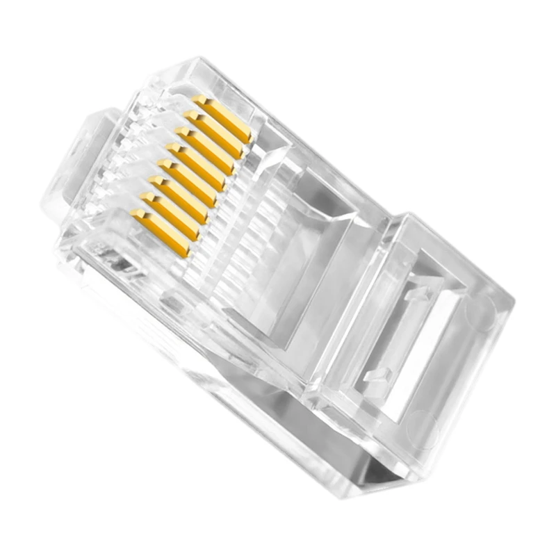 

RJ45 Connector 6U Gold PlatedPass Through Ethernet Cables Module Plug Network RJ-45 Crystal Heads Cat5 Cat5E(100Pcs)