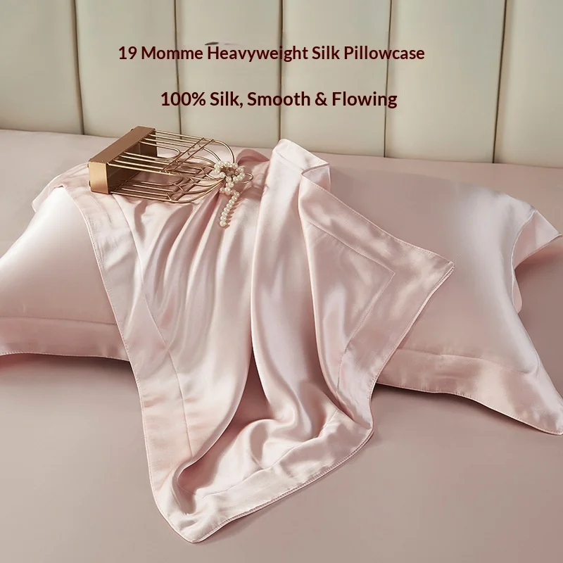 100% Mulberry Silk Pillowcase 19 Momme Heavyweight, Soft Cooling Silk Pillow Case 48x74cm for Hair and Skin Luxurious High-end