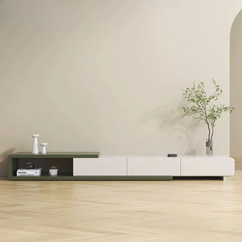 Nordischer Teleskop-TV-Schrank aus Massivholz, schlicht und modern, für das Wohnzimmer, französischer, vom Boden bis zur Decke reichender TV-Schrank
