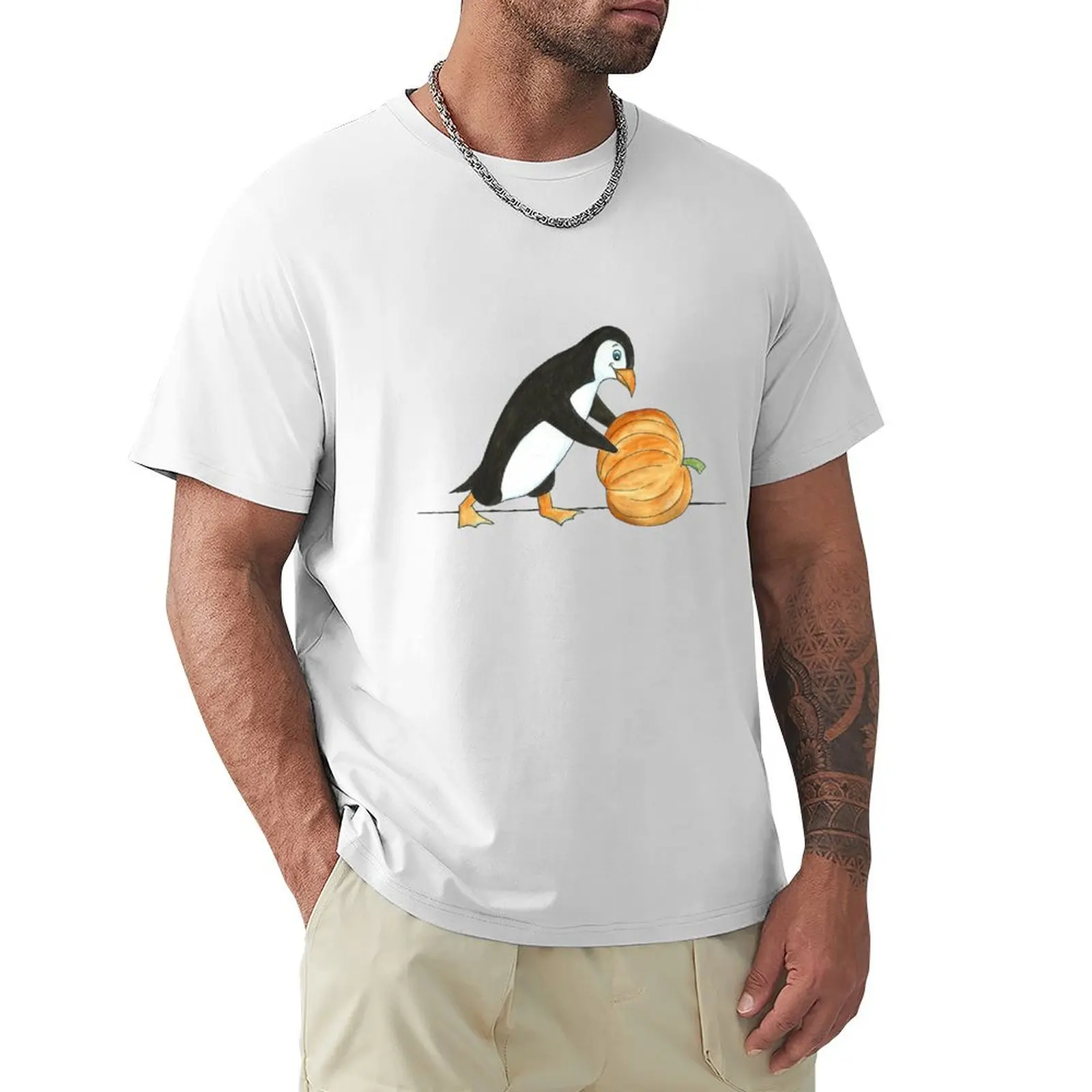 Pinguin Kürbis Roll T-Shirt Tops Anime Kleidung T-Shirts für Männer Pack