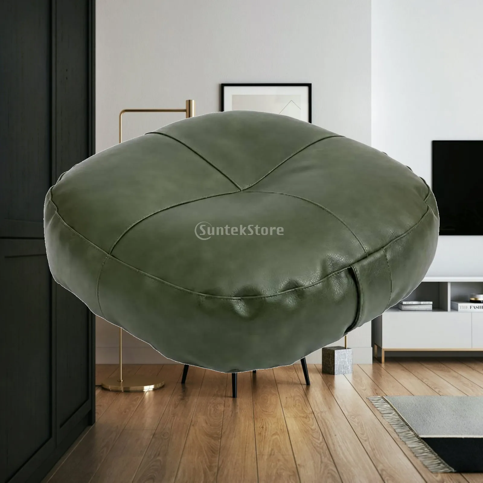 Faux Leather Floor Cushion Resilient Floor Cushion with Stitched Paneling Padded Soft for Living Room, Reading Corner