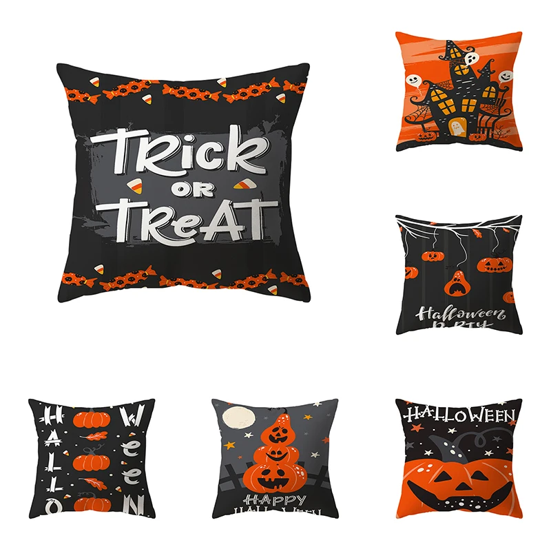 

Pumpkin Alphabet Throw Pillow Cover Halloween Theme Series Sofa Chair Bed Cushion Home Decor